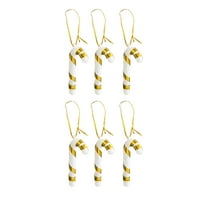 6-Pack Candy Cane Christmas Ornaments, Silver Hanging Decorations for Xmas Tree Party Decor(Gold)