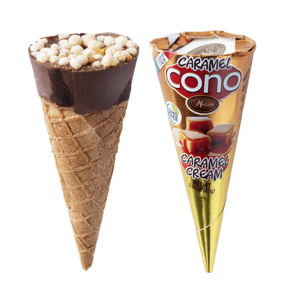 6 Pack Candy-Filled Waffle Cones- Caramel Flavor
