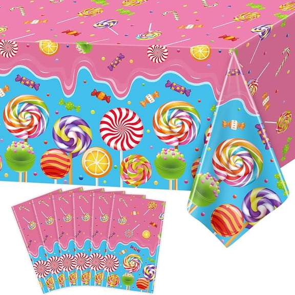 6 Pack Candyland Tablecloths 51 x 86 Inches
