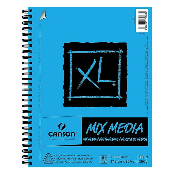 Canson XL Mix Media Spiral Bound Pad - Acid Free Heavyweight Paper, Sketch Pad for Drawing, Sketching, Writing - Bulk 6 Pack