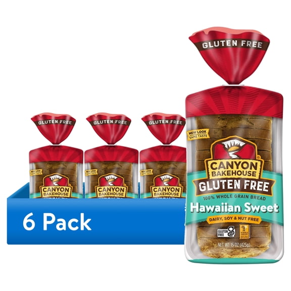 (6 pack) Canyon Bakehouse Hawaiian Sweet Gluten Free Bread, Fresh 15oz Loaf