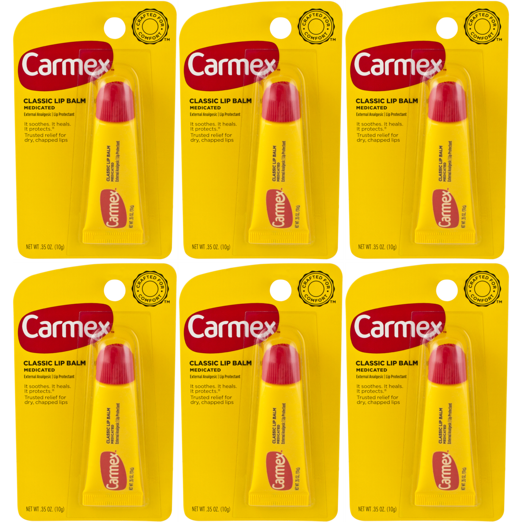 6 Pack - Carmex Moisturizing Lip Balm - .35oz Each - image 1 of 5