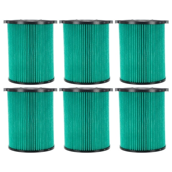 6 Pack Cartridge Filter Replacement Part # 97457 Compatible with RIDGID VF6000, 5-20 Gallon Wet & Dry Vacuums, Washable & Reusable