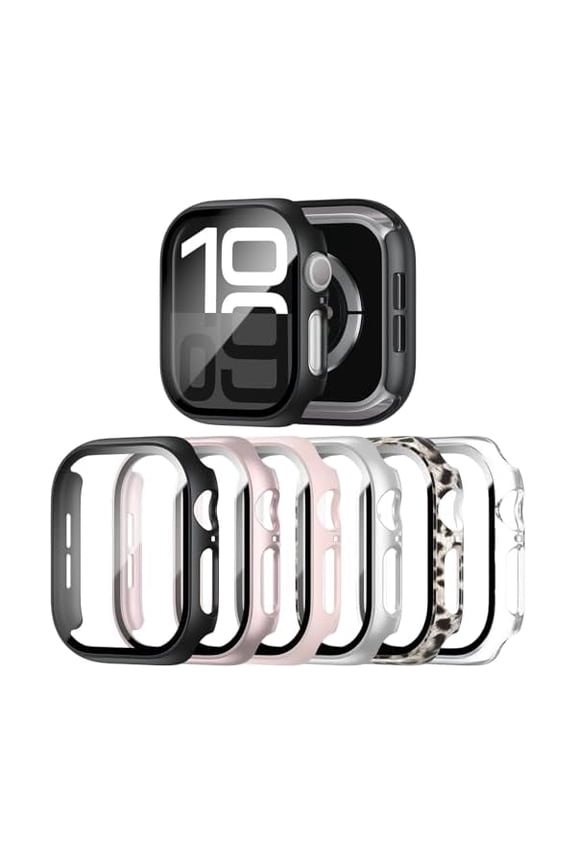 6 Pack Case with Tempered Glass Screen Protector for Apple Watch Series 11(2025) Series 10 46mm(2024), Hard PC Ultra-Thin Scratch Resistant Protective Face Cover for iWatch Series 10 11 46mm