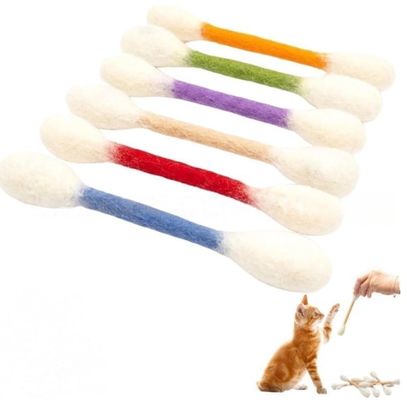 6 Pack Cat Q tip Toy, Cotton Swabs Giant Q Tip Cat Toy with Catnip, Cute Cat Toys Interactive Kitty, Soft Cat Kick Stick Cat Lover Gift for Indoor Cats