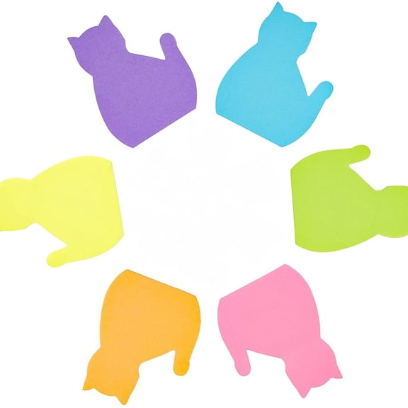 6 Pack Cat Shaped Sticky Notes Cute Cartoon Self-Stick Pads for Office Desk Supplies