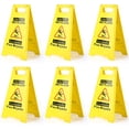 thumbnail image 1 of 6-Pack Caution Wet Floor Sign,17.5" Height,Bright Yellow Double-Sided Folding A-Shaped Frame Design, Bilingual Caution Message, 1 of 7