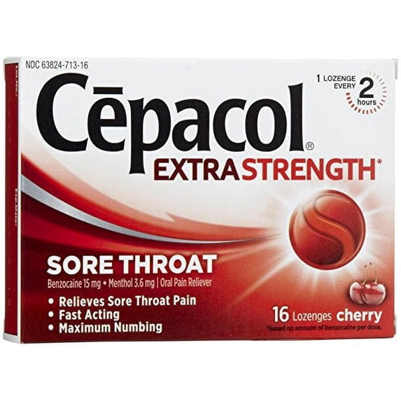 6 Pack Cepacol Extra Strength Sore Throat Cherry 16 Lozenges Each