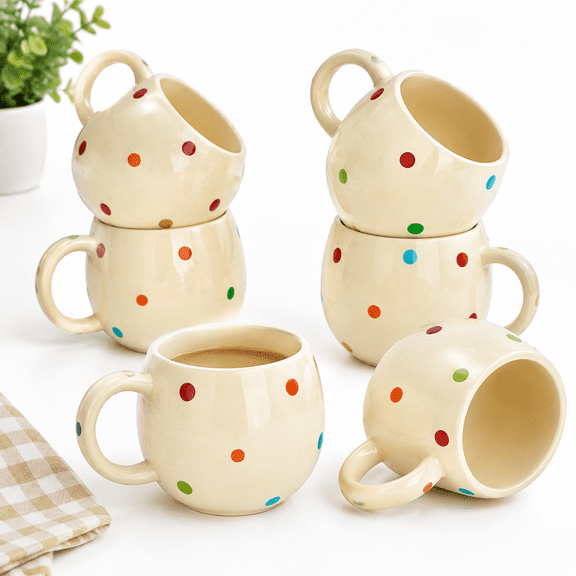 6 Pack Ceramic Campfire Coffee Mugs 10 Ounce Porcelain Specialty Drinks Hot Chocolate With Handle Creative Mug Tea Cup Set For Pa