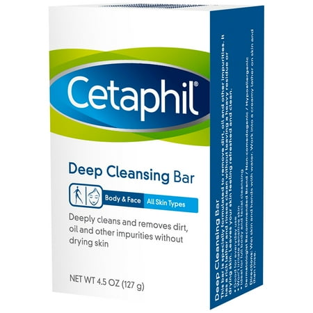 6 Pack Cetaphil Deep Cleansing Bar, Body and Face, All Skin Types, 4.5 oz