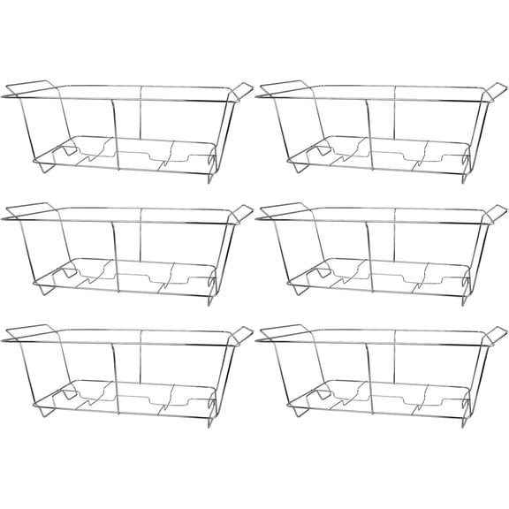 6 Pack Chafing Wire Rack Buffet Stand Chrome Frame for Events, Parties, Wedding, & Birthday Party Catering, Full Size Chafing Stand for Dish Serving Trays, Food Warmer Catering Supplies