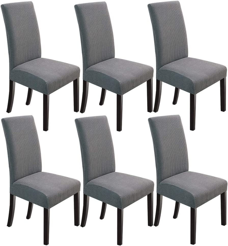 6 Pack Chair Covers for Dining Room, Stretch Chair Protector Slipcovers, Grey