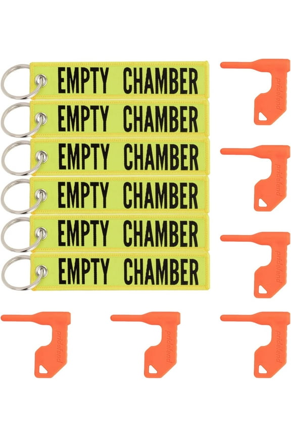 6 Pack Chamber Safety Flag for Rifle Handgun Shotgun with Bonus Bright Yellow Key Chain Tags - Universal Gun Accessories (6 Piece Set)
