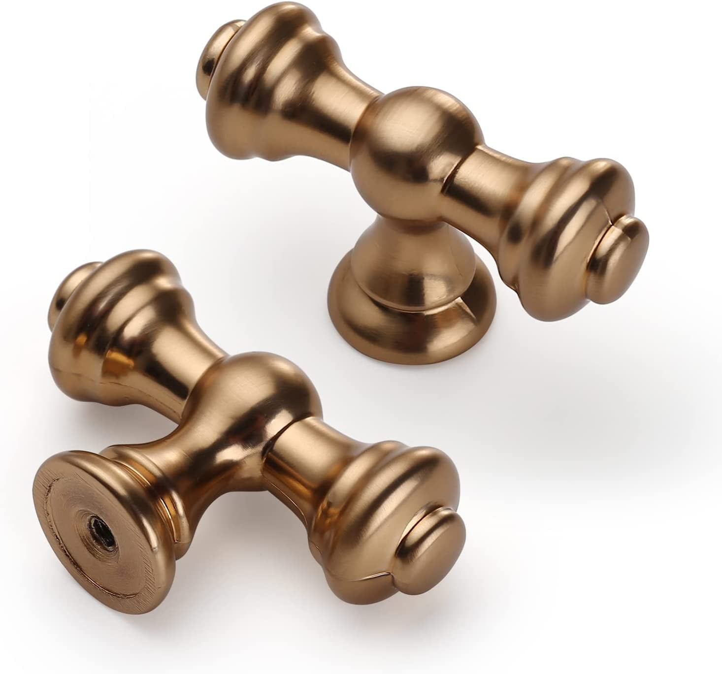 6 Pack Champagne  Kitchen Cabinet Knobs - Square Brushed Brass Dresser Knobs for Dresser Drawers