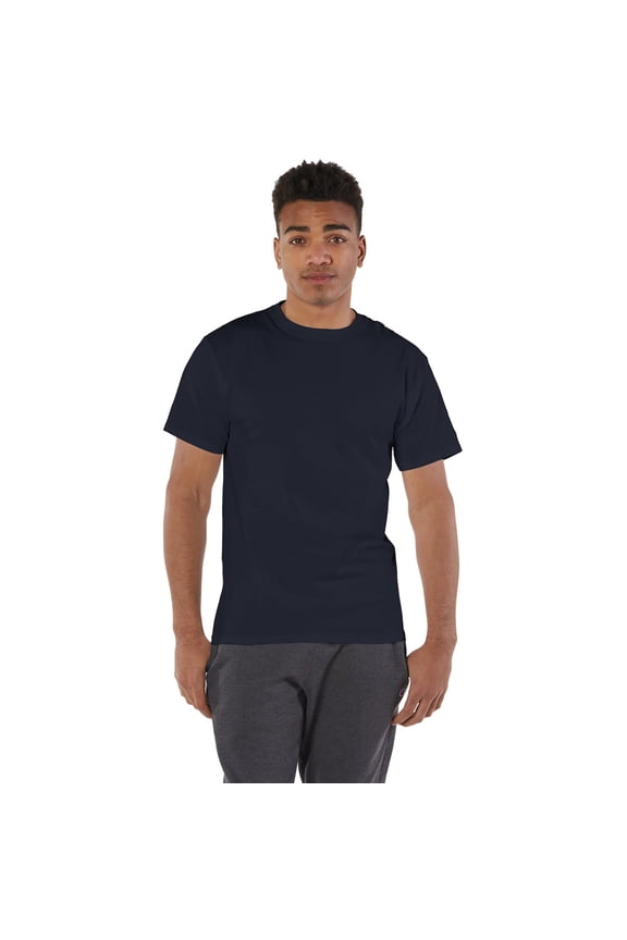 6 Pack Champion Men's Heavyweight Short Sleeve Crew Neck Tag Free T-Shirt - Navy Blue - Medium