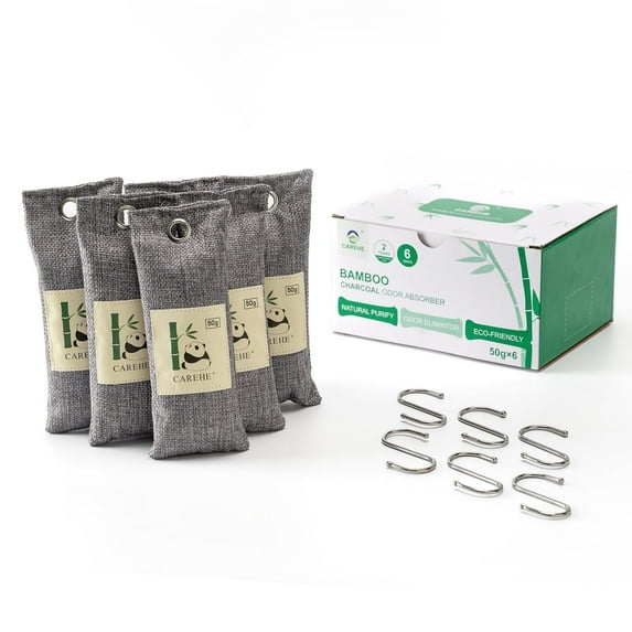 Charcoal Bags Odor Absorber, CAREHE, Air Purifying Bags Eliminator with Bamboo Charcoal, for Home, Car, Closet and Pet, 50g (6 Pack)