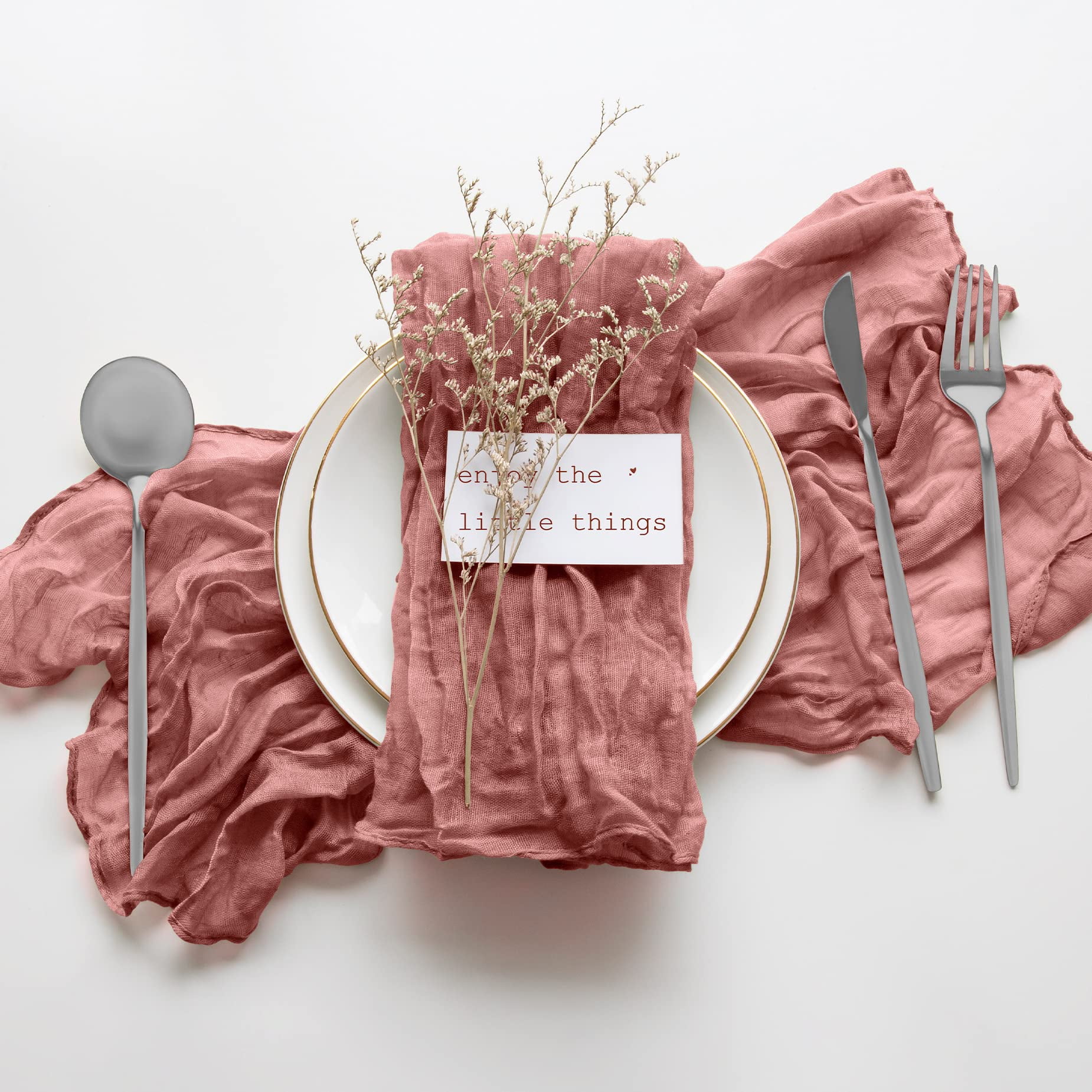 6 Pack Cheesecloth Napkins - Wrinkle-Free 20×20 Inches Dusty Rose Gauze ...