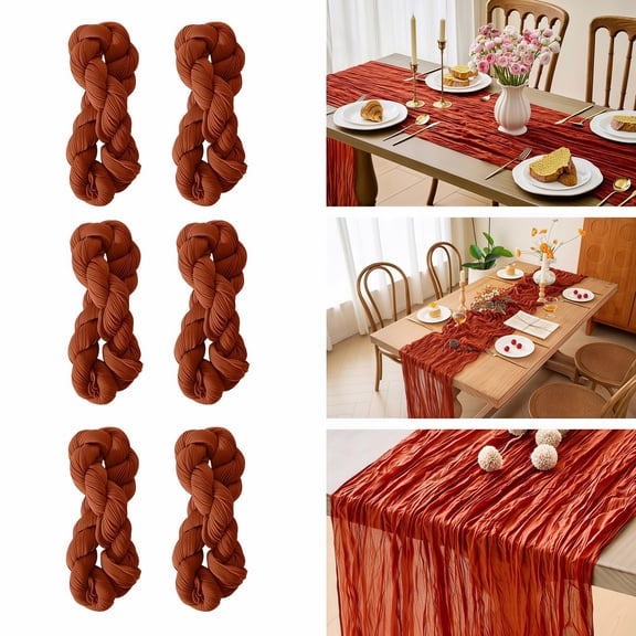 6 Pack Cheesecloth Table Runner 10Ft Christmas Gauze Boho Table Runners for Wedding Decor