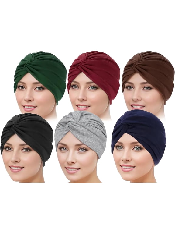 6 Pack Chemo Headwear Cap for Women Chemo Caps Stretchy Turbans for Women Head Wraps Hats Cancer Headwear Beanie Head Covering for Women Girls