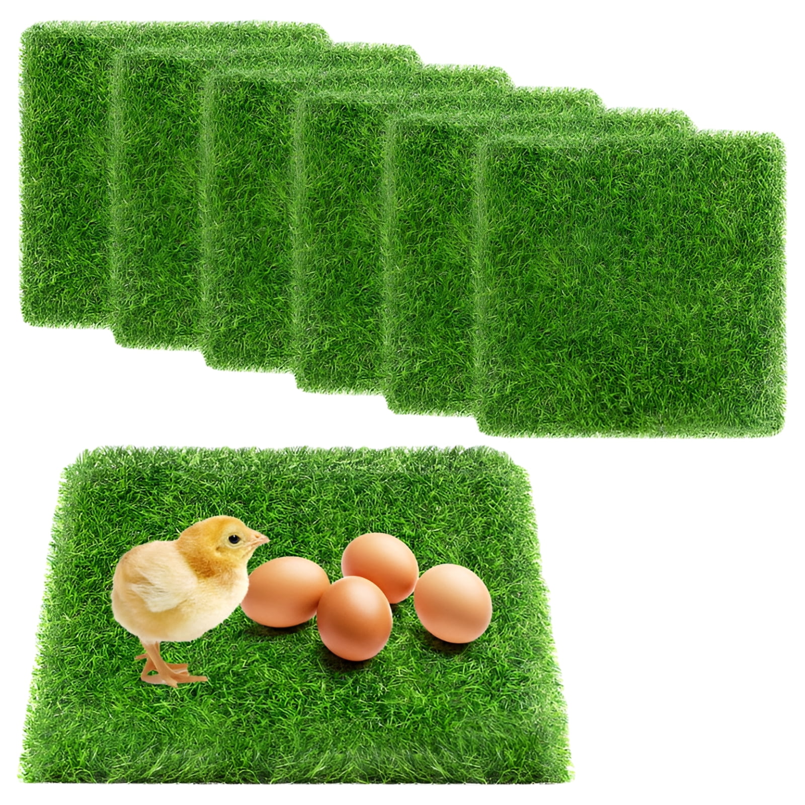 6 Pack Chicken Nesting Box Pads - Washable Artificial Grass Nesting Pads - Chicken Nesting Pads for Chicken Coop and Pet Garden Lawn Indoor Outdoor 12"12"1"