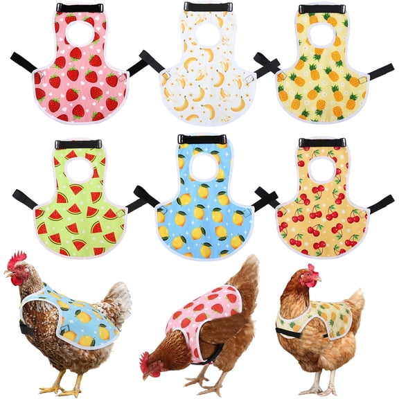 6 Pack Chicken Saddles for Hens, Chicken Aprons Back Protector for Hens Chicken Saddle Vest Jacket for Poultry Back Feather Protection Fixer Supplies