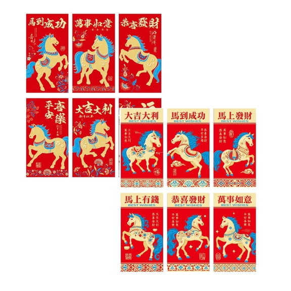 6 Pack Chinese New Year Red Envelopes, 2026 Year of Horse Lucky Money Envelopes for Spring Festival Gifts