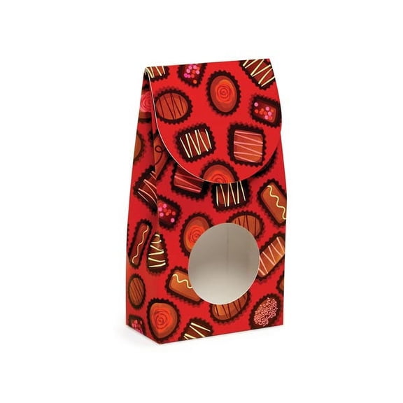 6 Pack, Chocolate Lovers Gourmet Window Box, Small 3.5X1.75X6.5" for Wrapped Candies, Pet Treats or Small Gifts