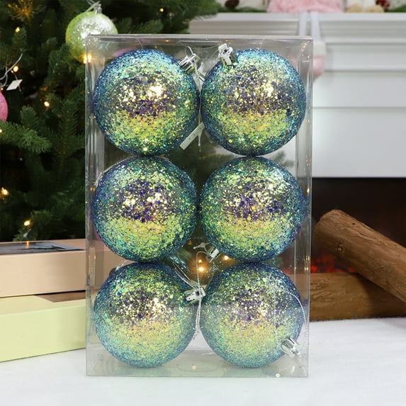 6-Pack Christmas Ball Ornaments for Tree Hanging and Holiday Decor, Painted Plastic Hangings for Indoor Festive Displays and Gift Giving(Green)