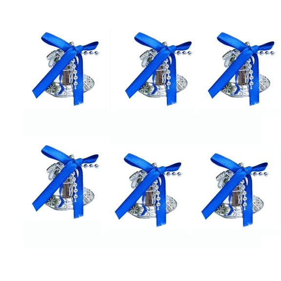 6-Pack Christmas Bells Plastic Pendant Christmas Decorations - 1.37" Mini Hanging Ornament Wind Bells Decor for Christmas Tree,Silver