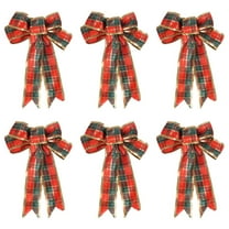 6 Pack Christmas Bows, 9.45" Long by 7.48" Wide Decorative Christmas Bows for Wreath Garland Christmas Tree Decor, Indoor Outdoor Holiday Decorations