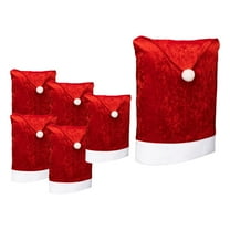 6 Pack Christmas Chair Covers Red Velvet Santa Hat Dining Chair Back Covers Slipcovers for Christmas, Restaurant, Holiday Festivals & Party Decor