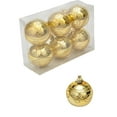 thumbnail image 1 of 6-Pack Christmas Ornaments, Set of 6 Silver Striped Ball Christmas Tree Decorations for Party Decor(Gold), 1 of 6