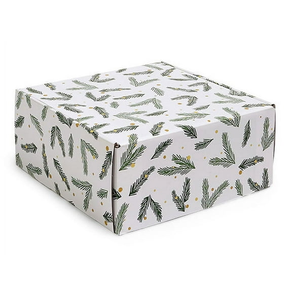 6 Pack, Christmas Pine Gourmet Shipping Box, 9X9X4" for Christmas Gift Giving
