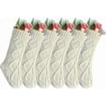 thumbnail image 1 of 6 Pack Christmas Stockings Bulk, 18 Inch Unique Cable Knit Stockings for Xmas Holiday Decoration, 1 of 7