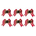 thumbnail image 1 of 6 Pack Christmas Tree Bows and Ribbon Decorations,Christmas Buffalo Checkered Bow Checkered Ribbon Bows for Gift Wrapping,Christmas Ornaments Tree Wreath Decoration Indoor Outdoor,Red Golden, 1 of 6