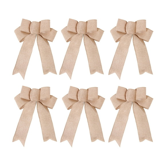 6 Pack Christmas Tree Topper Bow Handmade Bows for Rustic Farmhouse Xmas Decorations Home Decor