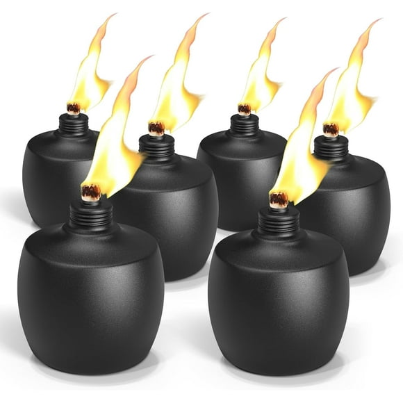 6-Pack Citronella Tabletop Torches, 21 oz Table Top Torches for Outdoor, Metal Oil Burner Candles, Garden Torches with Fiberglass Wick for Yard, Patio, Deck, Garden, Party, Landscape