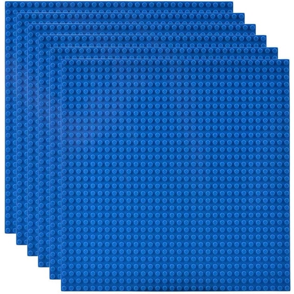 6 Pack Classic Baseplates, 10"x10" Large Building Board Base Plates 100% Compatible with All Major Brands, Blue