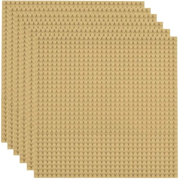6 Pack Classic Baseplates, 10"x10" Large Building Board Base Plates 100% Compatible with All Major Brands, Sand