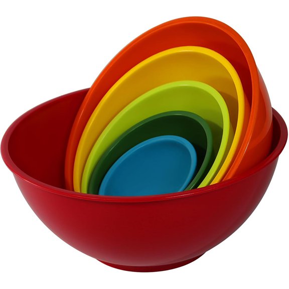 6 Pack Classic Mixing Bowl Set, Microwave and Dishwasher Safe Nesting Mixing Bowl Set Great for Baking, Prepping, Cooking and Serving Food