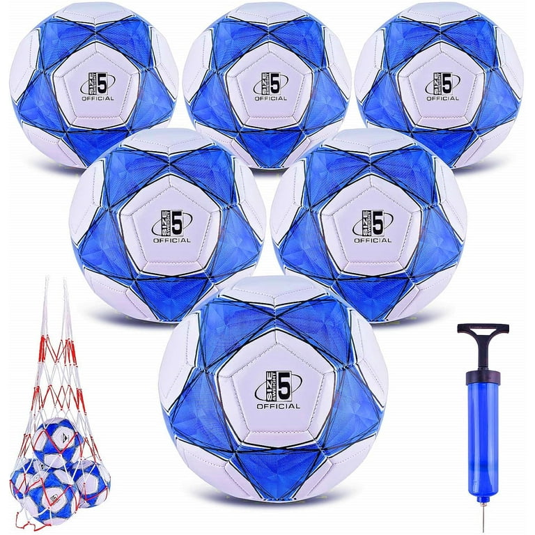 Pack Classic deflated Soccer Balls Size 3/4/5 with Pump and Mesh