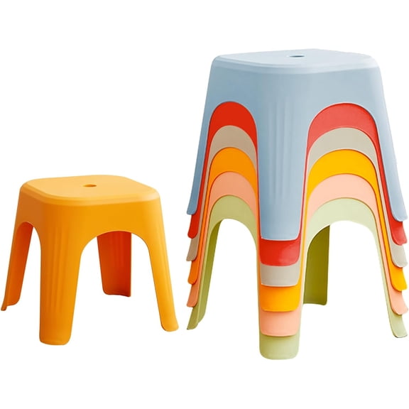 6 Pack Classroom Seating Stools, Pipleo Stackable & Nesting Stools for Kids - 11.8 Inch Low Profile Plastic Stools, Colorful Backless Chairs for Flexible Seating in School, Daycare, Home & Office