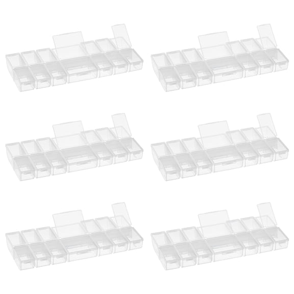 6 Pack: Clear 14-Compartment Flip Top Bead Organizer by Bead Landing