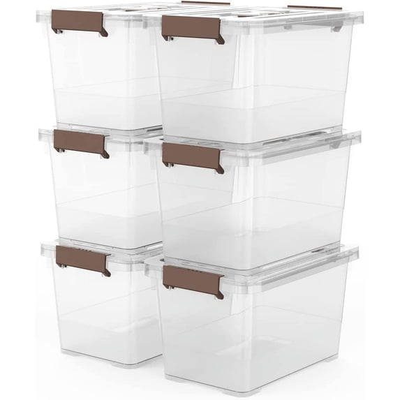 6-Pack Clear 7 Quart Plastic Stackable Storage Containers with Latching ...
