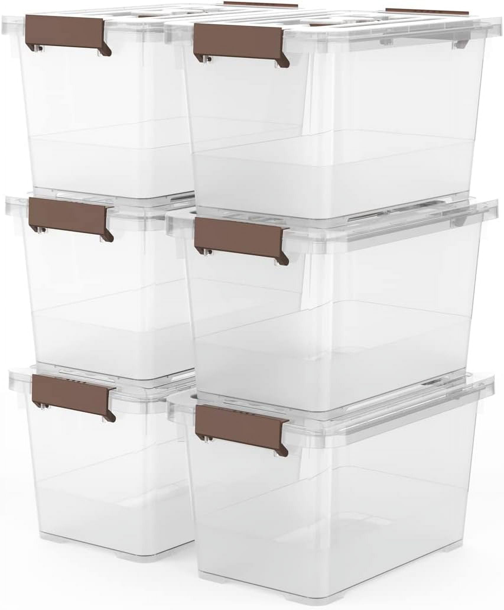 6-Pack Clear 7 Quart Storage Latch Box/Bins, Plastic Stackable Latching ...