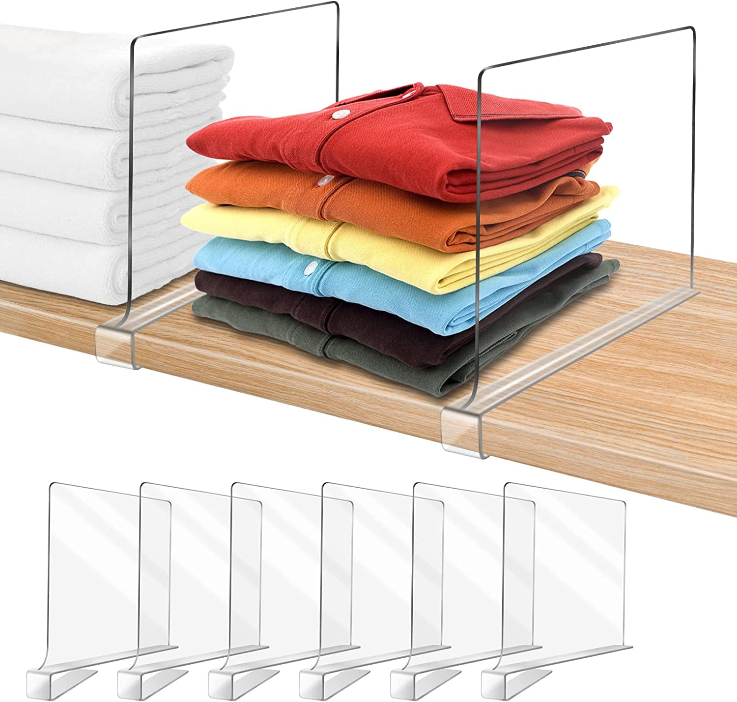 Acrylic Shelf Dividers, Clear Shelf Divider for Closets, Plastic Shelve  Divider for Clothes Purses Separators, Wood Shelves Organizer for Bedroom