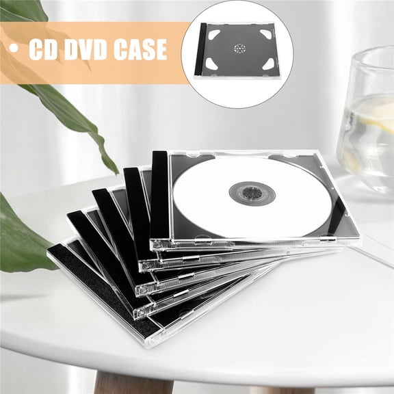 6 Pack Clear CD Jewel Cases With Numbered Labels, Standard CD Storage Cases For Music, Movies & Data Discs, Durable PS Plastic DVD Organizer For Car, Office & Home Media Collection,Black