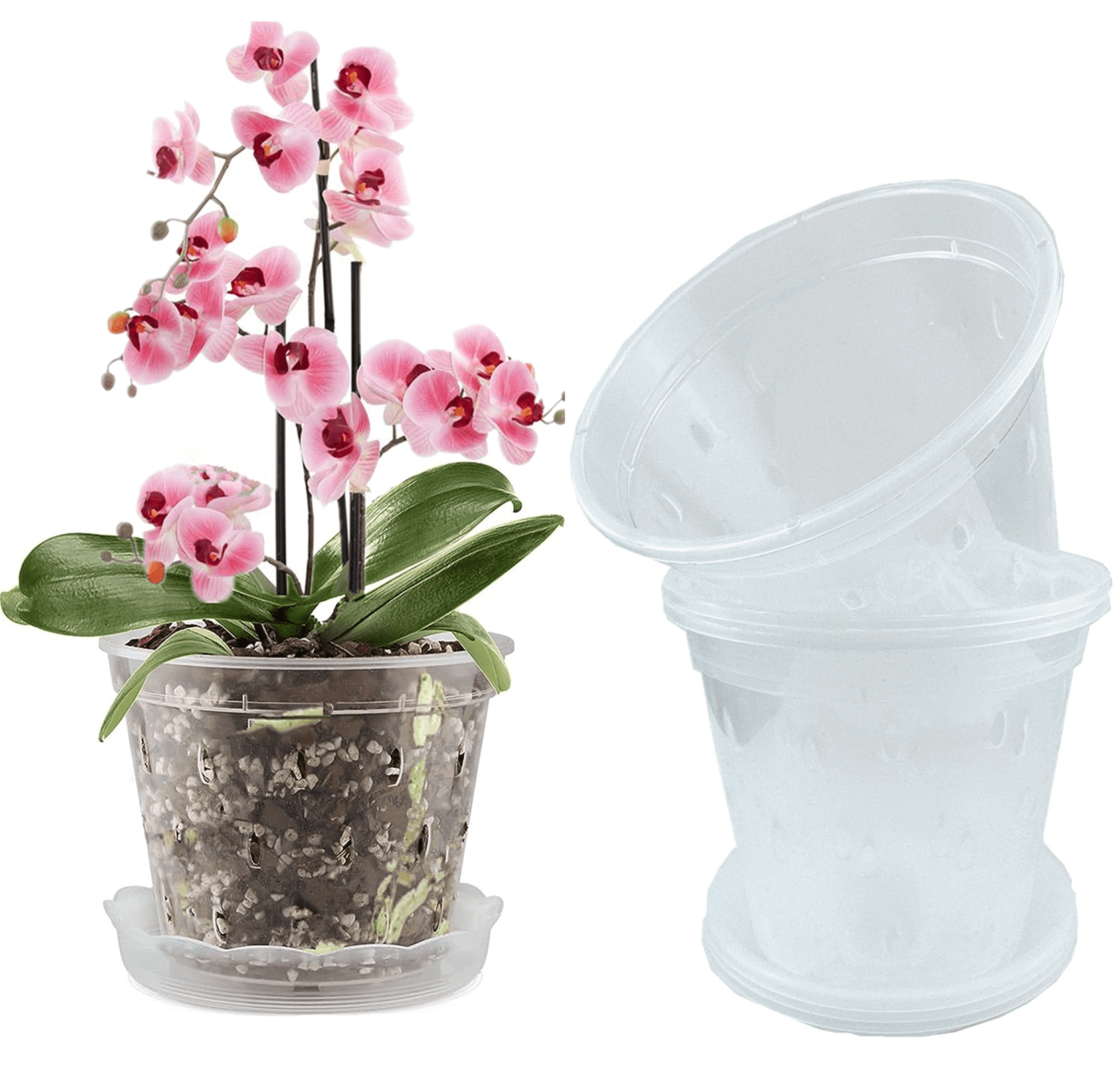 6 Pack Clear Orchid Pot,7inch Plastic Plant Pots with Holes and  Saucers,Nursery Pots for Orchid Repotting Kit - Walmart.com