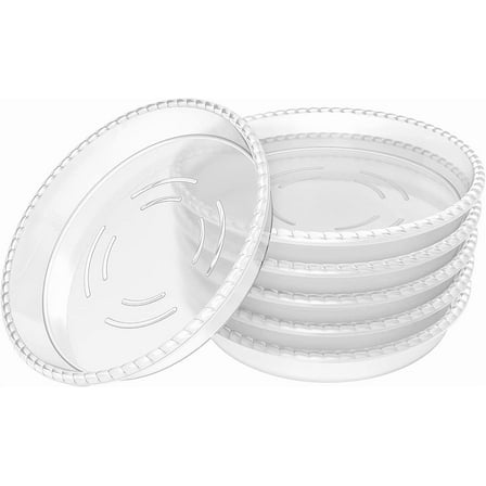 6 Pack Clear Plant Saucer 5 6 8 10 12 14 Inch, Plastic Plant Trays for Indoor, Round Flower Plant Pot Saucer, Sturdy Plant Water Catcher Tray