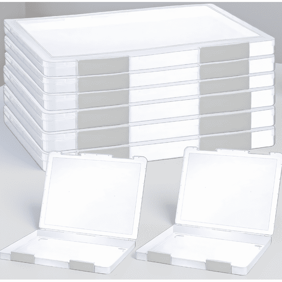 6 Pack Clear Plastic Document Storage Boxes, Letter Size File Cases with Buckle Closure, 2 Sizes, Transparent